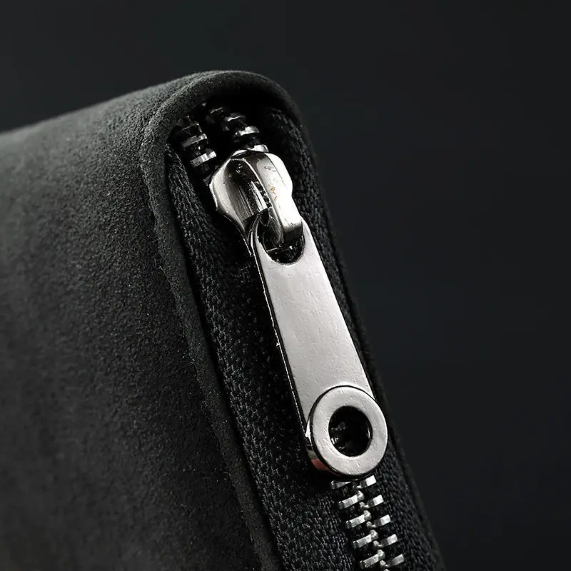 Borsa per carte da uomo multifunzionale 18 slot per carte 2 piccole slot per cambio Porta carte di credito Porta carte con cerniera anti-smagnetizzazione