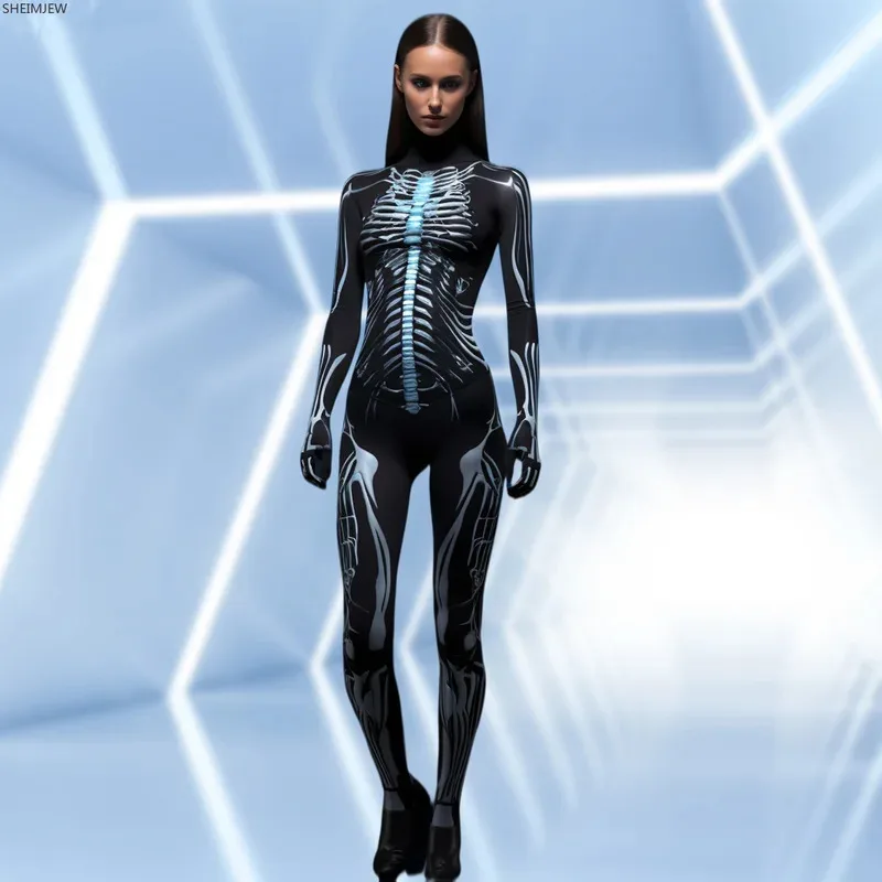 WU01 Новая высококачественная одежда из лайкры, костюм зентай для косплея на Хэллоуин, 3D комбинезон с длинными рукавами, женское облегающее боди Rave Jk5 *!