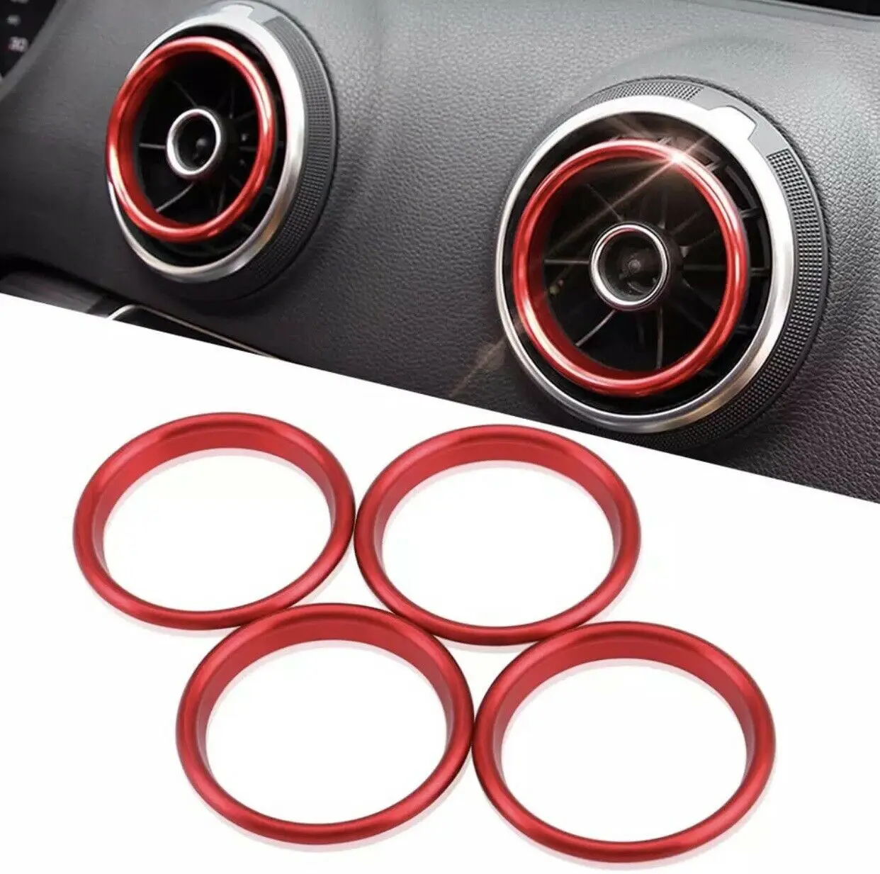 

4pcs Car Air Vent Rings For Audi Q2 A3 S3 8V 2013-2020 Air Center Console Outlet Trim Inner Ring Cover Car Styling Accessories