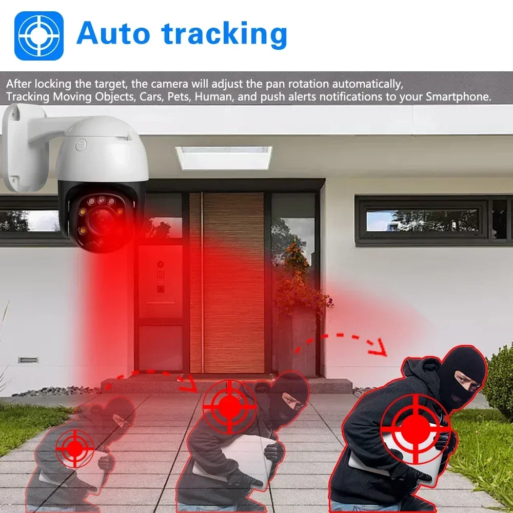 10CH 4K NVR 12X Zoom POE Auto Tracking 8MP PTZ Camera Kit Humanoid Person Motion Detection IP cccam Two Way Audio CCTV System