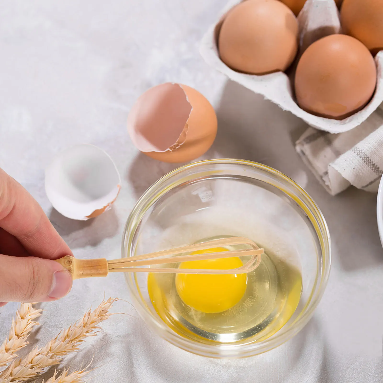 

Bamboo Egg Whisk Light Weight Kitchen Whisk For Baking Handheld Manual Mixer Dough Cream Beater Small Whisks Cooking