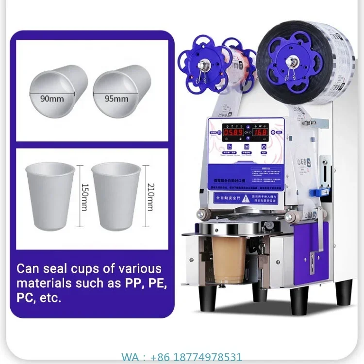 

Автоматический запайщик стаканов для чая баббл-ти (пузырькового молока) с бумажной и пластиковой пленкой. Цена от поставщика.