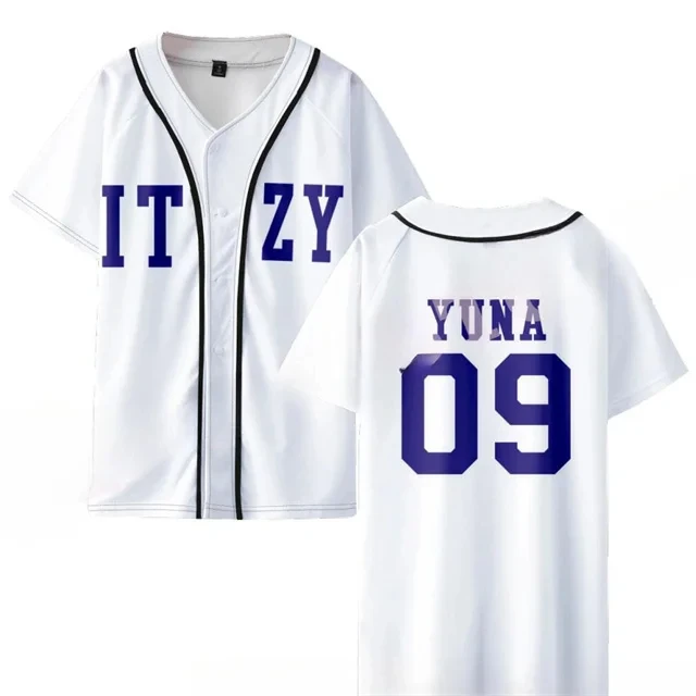 KPOP ITZY None of My Business Merch Baseball Jersey T-shirt YUNA RYUJIN CHAERYEONG LIA YEJI  Short Sleeve Graphic Tees Adult/Kid