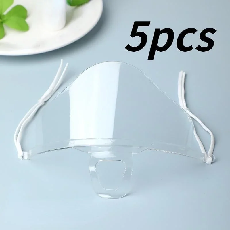 5pcs/batch of Transparent Masks Permanent Anti-Fog Catering Food Hotel Chef Waiter Plastic Kitchen Restaurant Anti-Spitting Mask