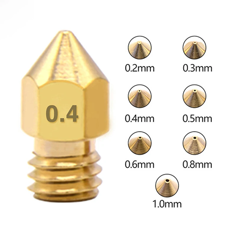 

Латунное сопло MK8 0,2 мм 0,3 мм 0,4 мм 0,5 мм 0,6 мм 0,8 мм 1,0 мм сопло экструдера для принтера аксессуары для 3D-принтера