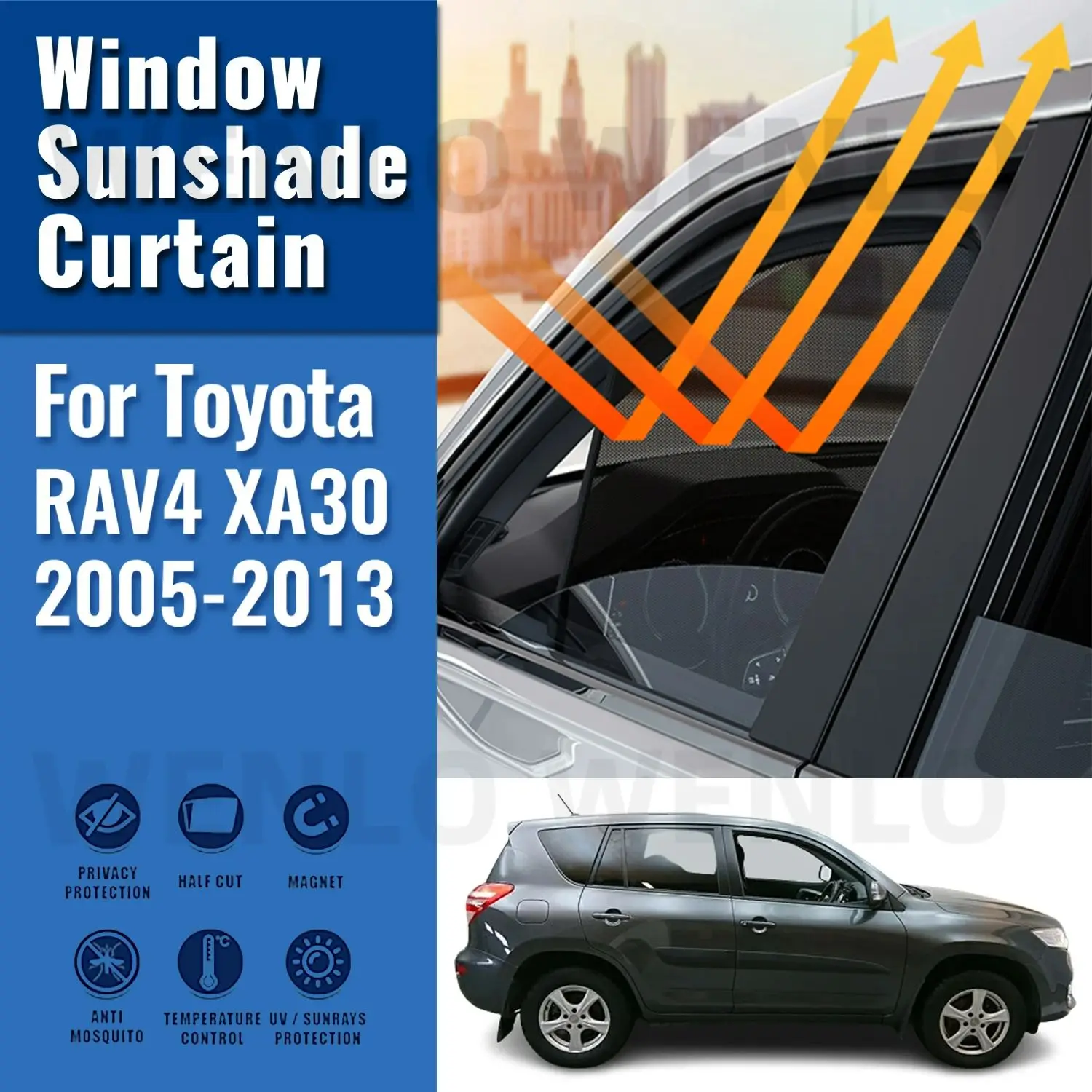 

For Toyota RAV4 XA30 2005-2013 RAV 4 Rear Side Window Sun Shade Car Sunshade Magnetic Front Windshield Mesh Curtain