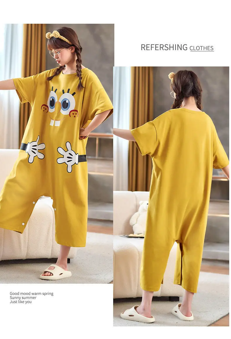 Onesie Cute Cartoon Couple Pajamas Man Bathrobe Home Clothes for Sleep Summer Dress Pyjama Women\'s Nightie Pyjamas Loungewear