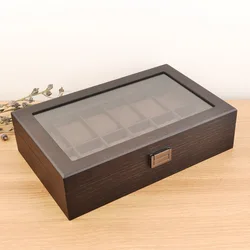 VANSIHO 6/10/12 ranuras caja de reloj de madera para el hogar caja de vidrio tragaluz almacenamiento colección de joyas almacenamiento