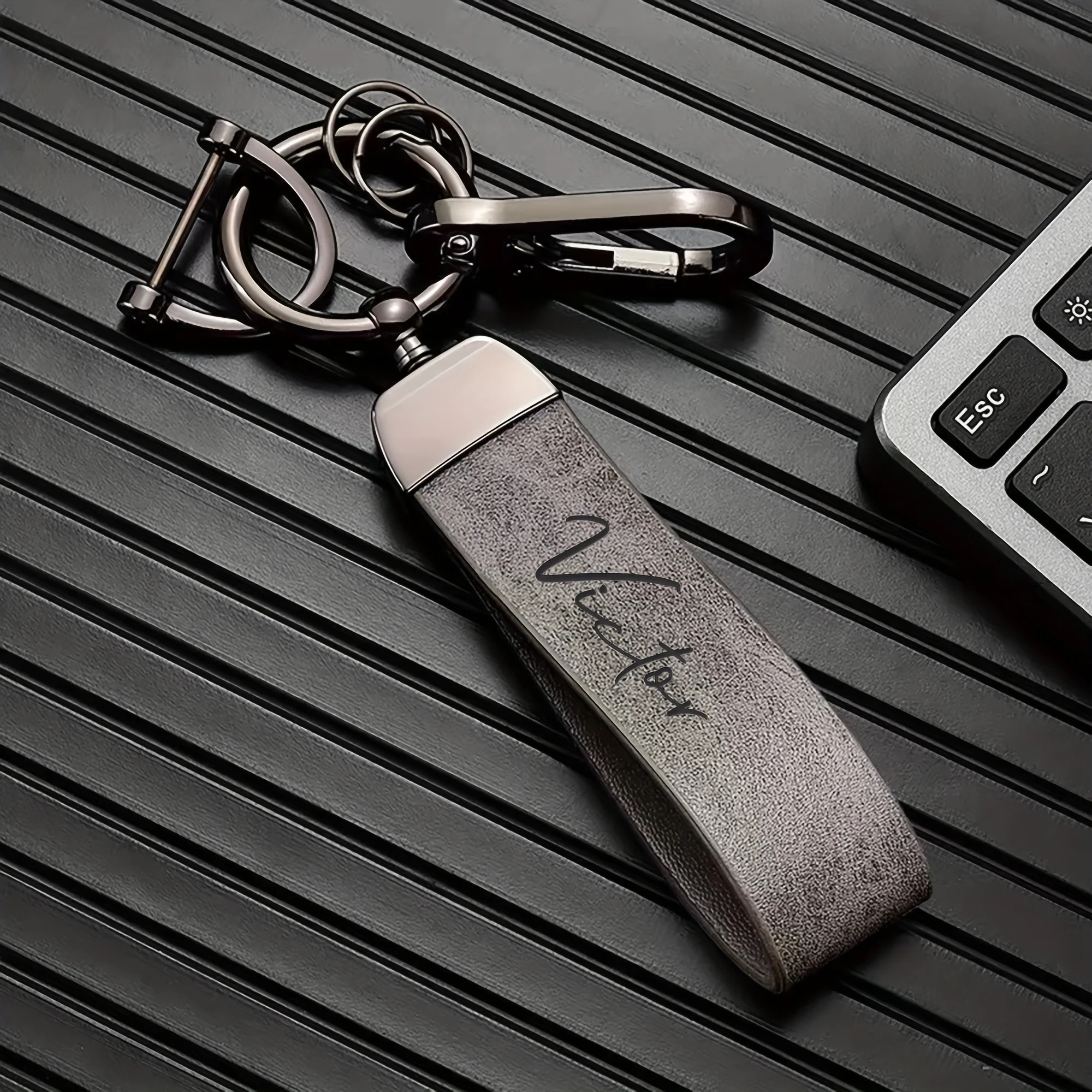 Custom Name Leather Keychain, Personalized Gift