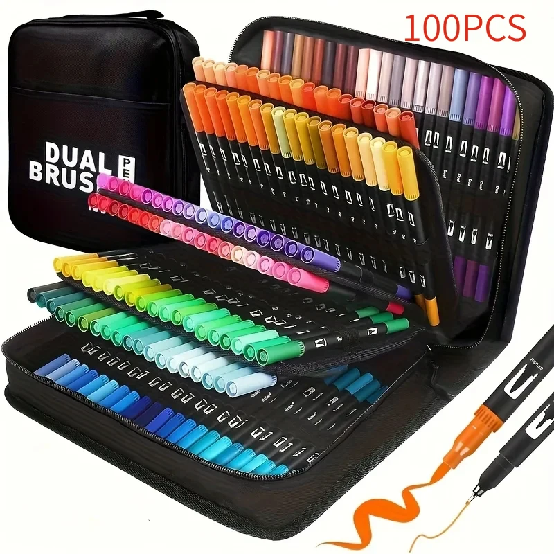 

Vibrant Double-Ended Watercolor Markers – Art Set for Drawing & Crafts, Sturdy Plastic Barrels, Perfect Christmas Gift