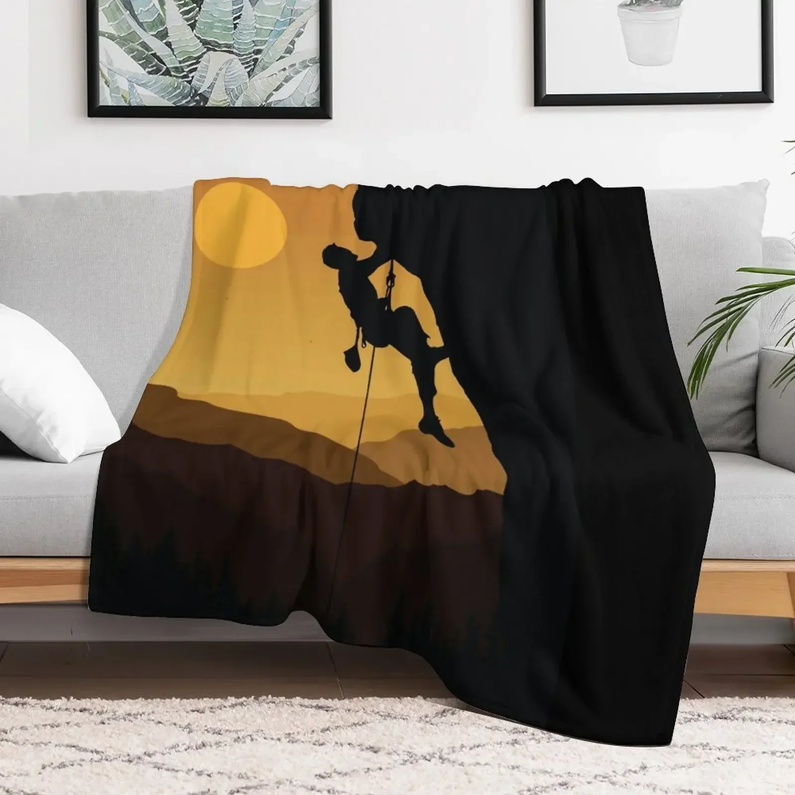 Retro Rock Climbing Bouldering 80s Mountain Rock Climber Throw Blanket Designers Summer Beddings Blankets