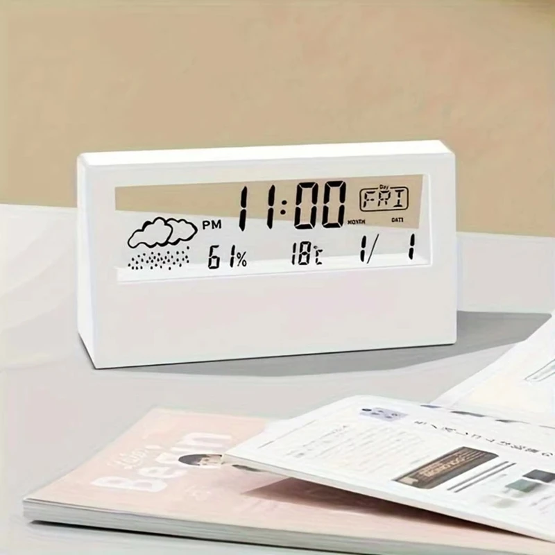 LED Thermometer Thermo-Hygrometer Multifunction Electronic Temperature Humidity Meter Weather Station With Alarm Clock