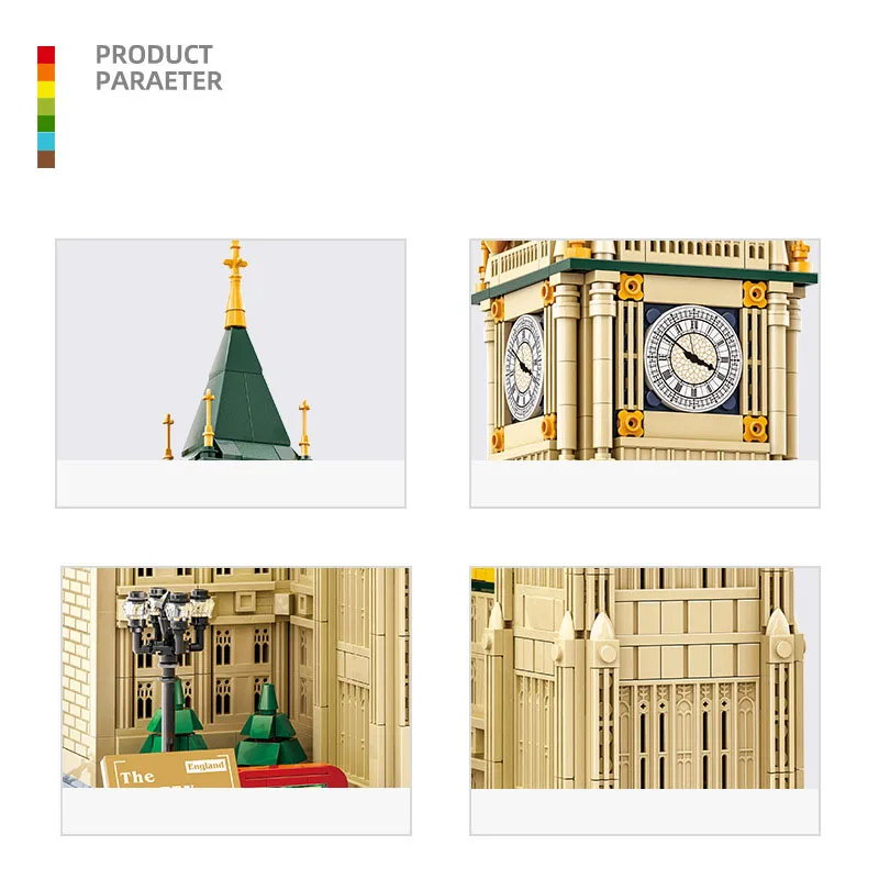 Arquitetura criativa mundialmente famosa inglaterra londres elizabeth relógio torre bloco de construção grande ben modelo define tijolo brinquedo educativo