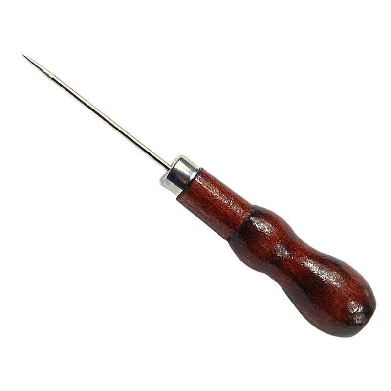 

Y3NA Wooden Handle Steel Needle Sewing Awl Hole Maker for Canvas Leather Tools