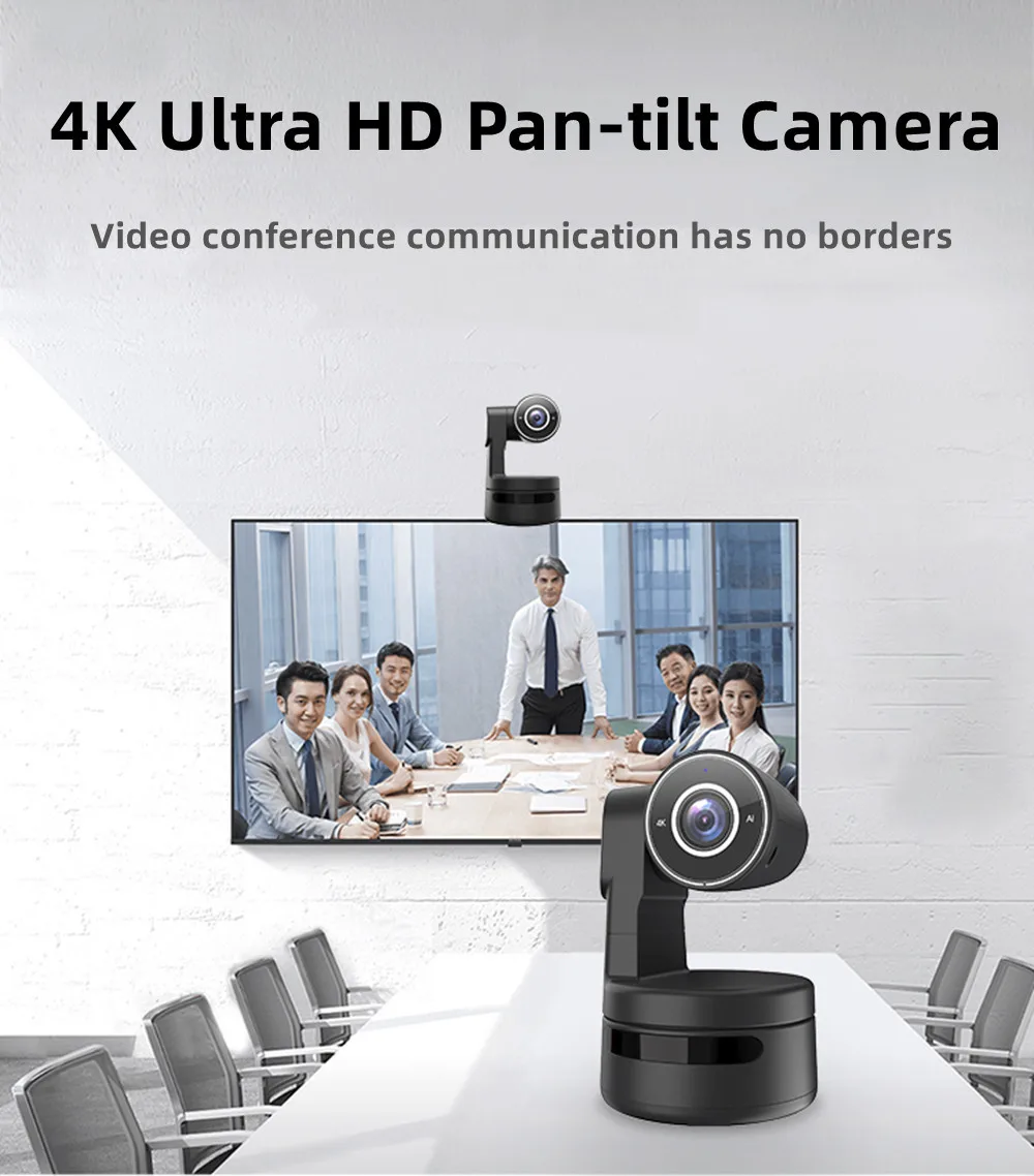 4K PTZ Webcam AI Auto Framing Recognition Control Built-in Mic MINI USB Video Camera for Laptop Live Streaming Online Meet