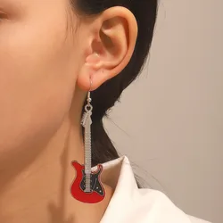 Guitar Guitar Drop Earrings New Personality Punk Personalized Fashion Earrings Alloy Punk Electric Guitar Earrings Women