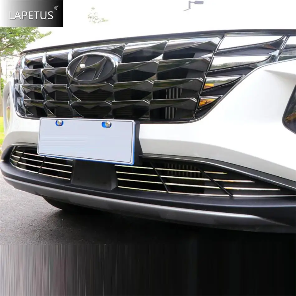 

Auto Accessories Front Center Racing Mesh Bumper Grill Billet Grille Decor Stripes Cover Trim For Hyundai Tucson NX4 2021 - 2023