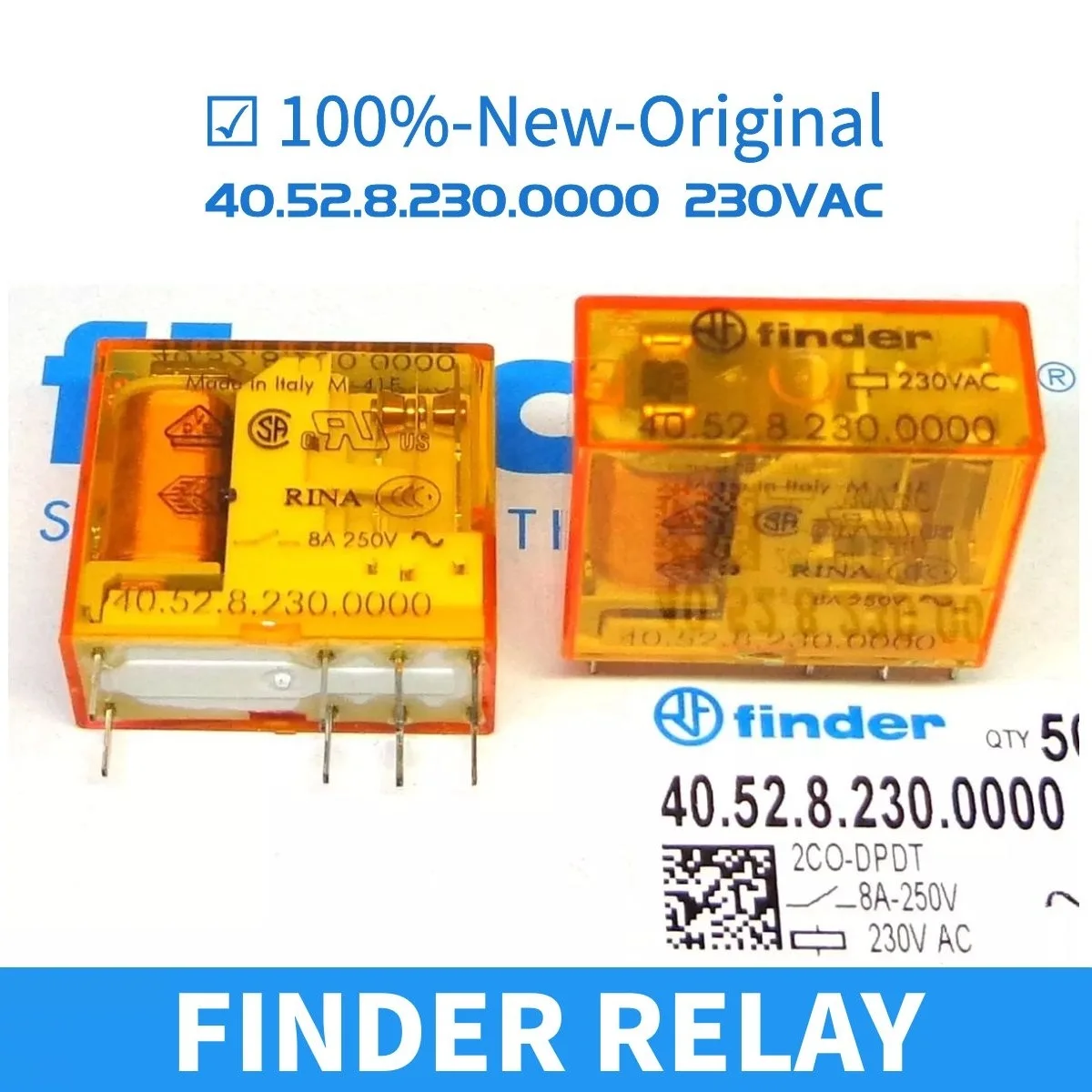 FINDER 100%-NEW 40.52.8.230.0000 RELAY 1PCS 40.52 230VAC 8A 8PIN 2CO original