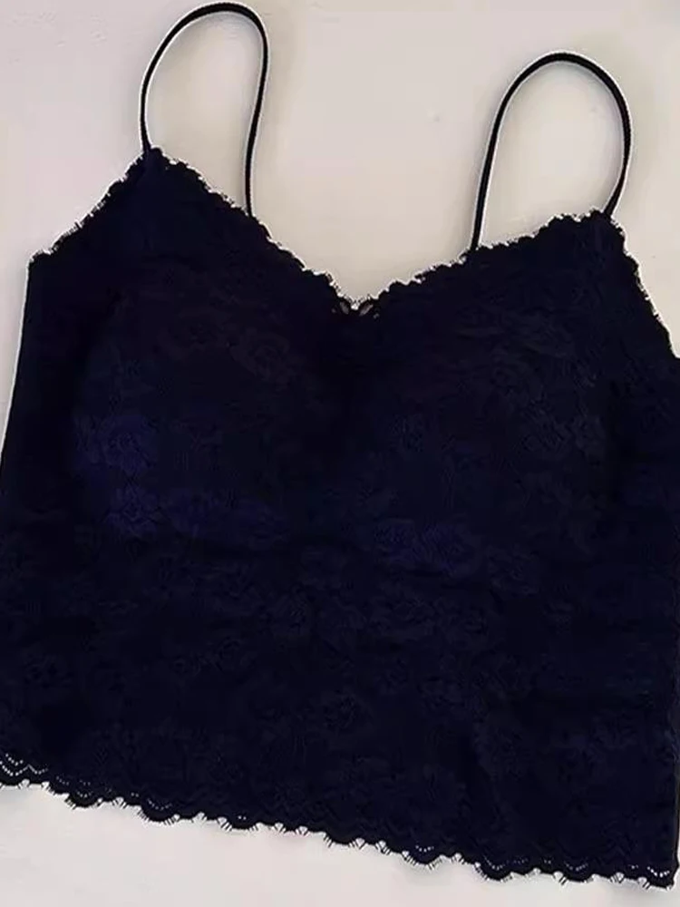 Lace Strap Vest Women's Inner Wear Fixed Cup Base Underwear Spring Summer Sle Anti-Light Beautiful Ba Tube Top