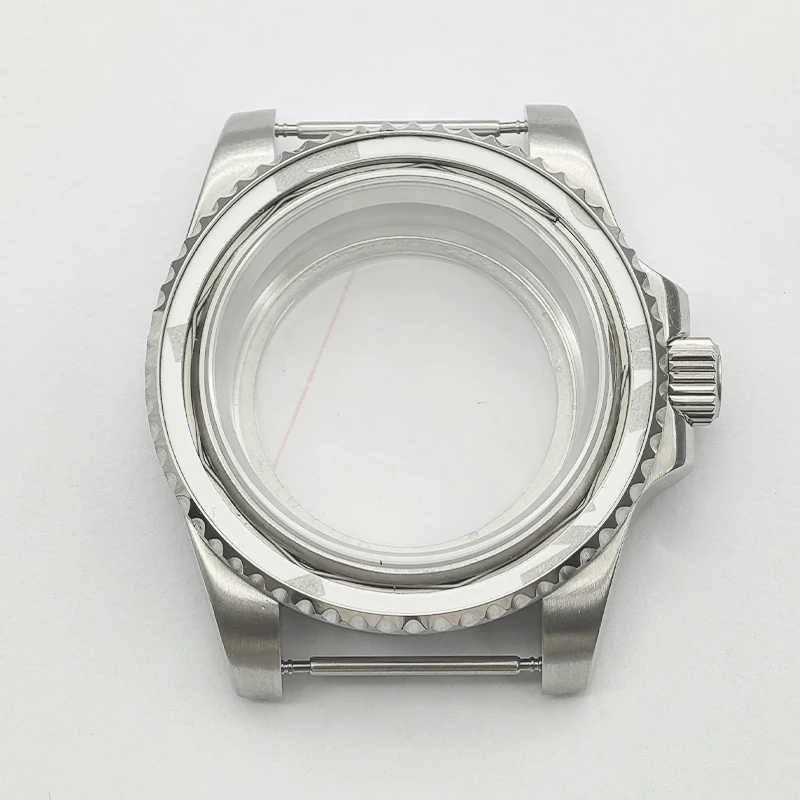 Mod 40mm NH35 Case Silver SUB Watch Case Sapphire Crystal Glass Fit for NH35 NH36 4R35 7S Movement 28.5mm Dial Cases Refit Parts