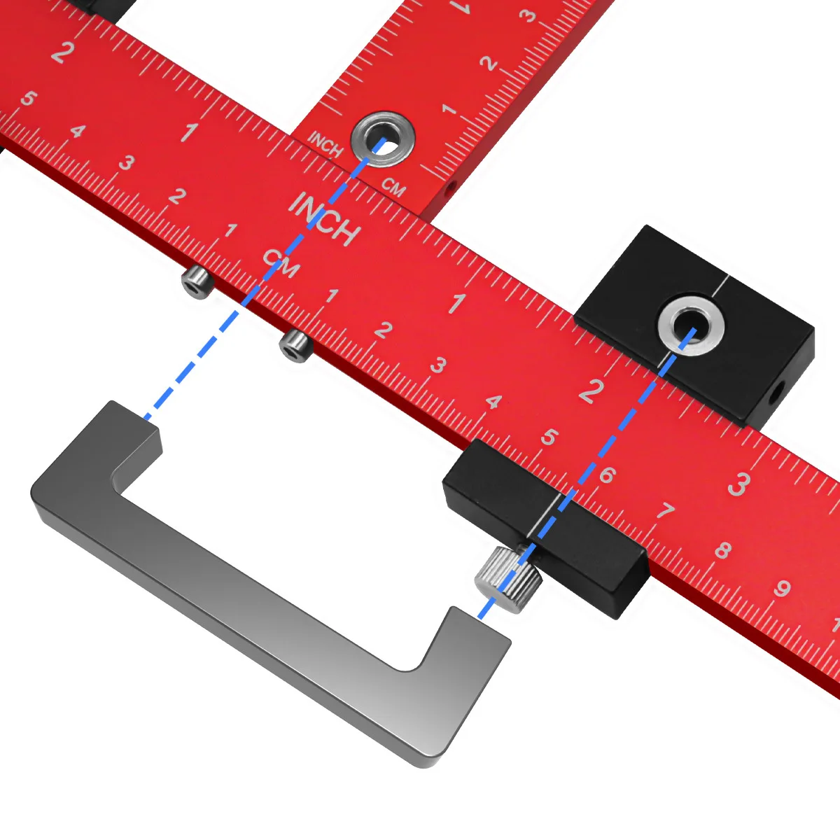 Imagem -05 - Guia de Broca Localizador de Perfurador Modelo Régua Ajustável Localizador de Perfuração de Madeira para Alças de Armário e Puxa Ferramenta de Perfuração