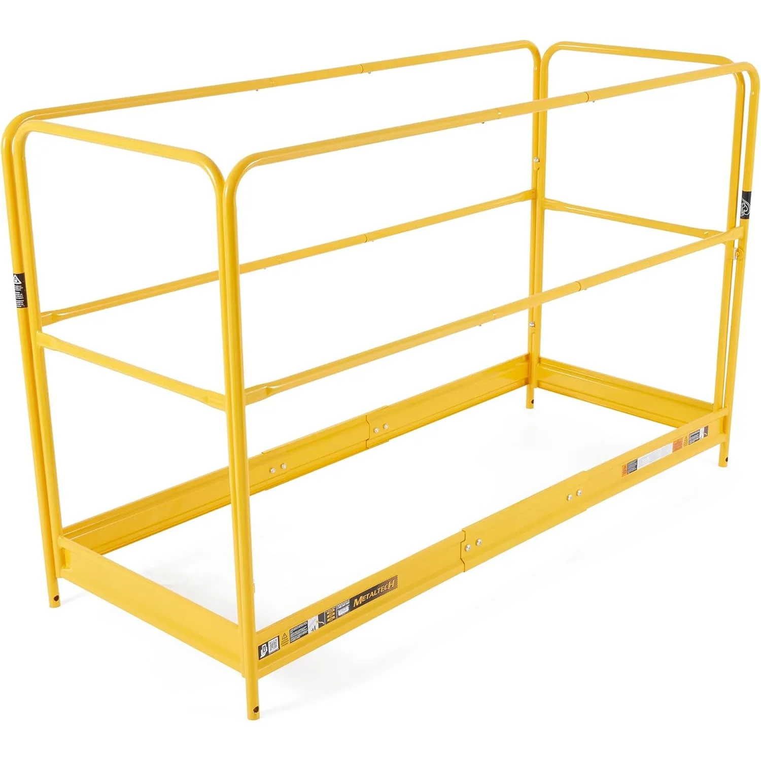 6 Foot Safety Guardrail, Baker Style Metal Guardrails Accessory System, for Scaffolding Platform,w/Non-Slip Deck, 1 Pack, Yellow