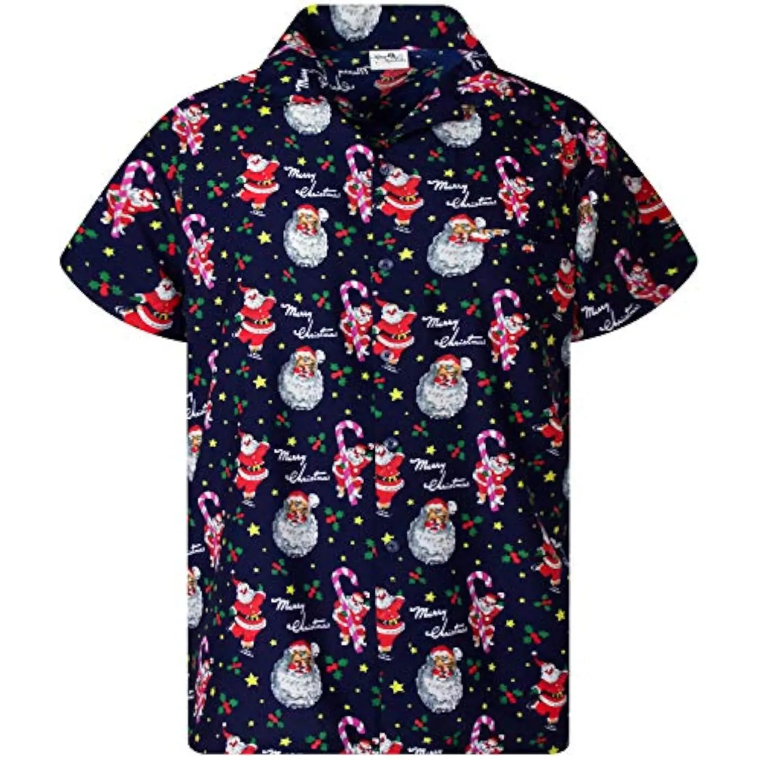 Mens Fun Hawaiian Christmas 3D Print-Shirts Short-Sleeve Casual Button-Down Shirts