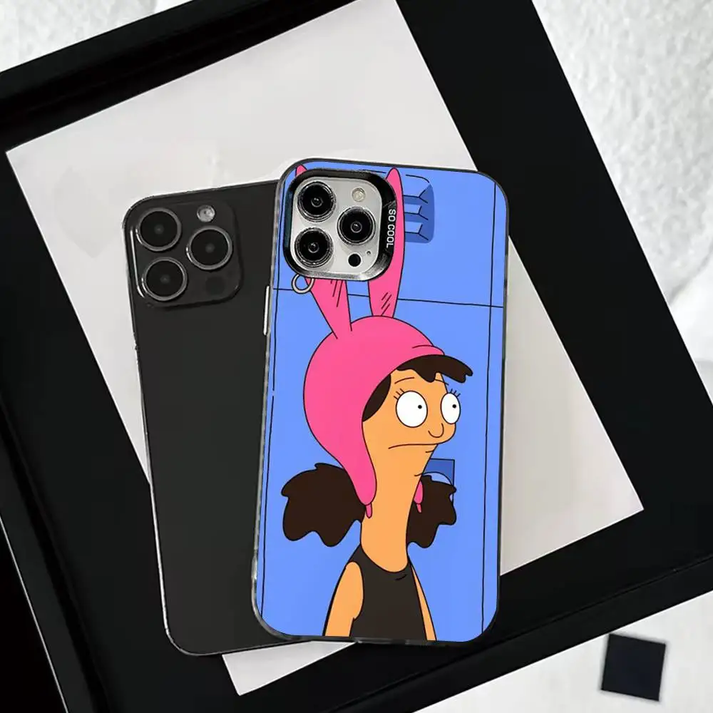 حافظة هاتف C-Cartoon Bobs B-Burgers لهاتف iPhone 16,15,14,13,12,11,Mini,Pro,SE,MAX غطاء أبيض غير لامع مقاوم للصدمات