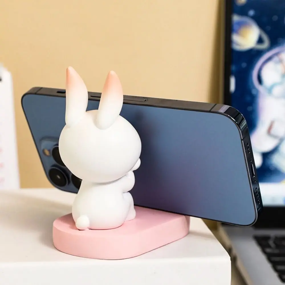 

Resin Rabbit Phone Stand Multi-functional Anti-slip Cat Mobile Phone Holder Portable Cartoon Cat Desk Lazy Bracket