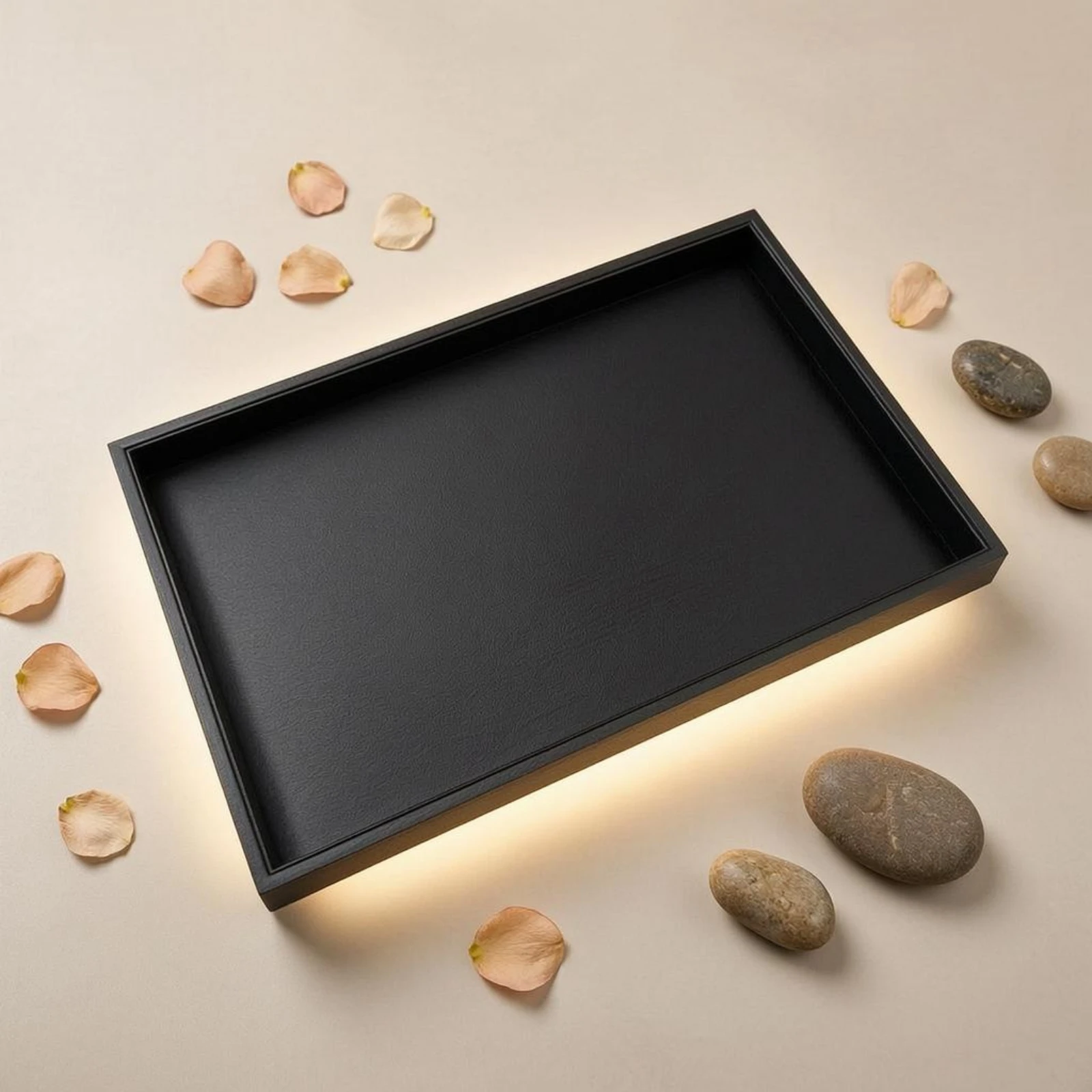 Shallow Display Tray Brushed Leather-Like Tray Leather Desk Organizer Decorative Household Storage Long-Lasting