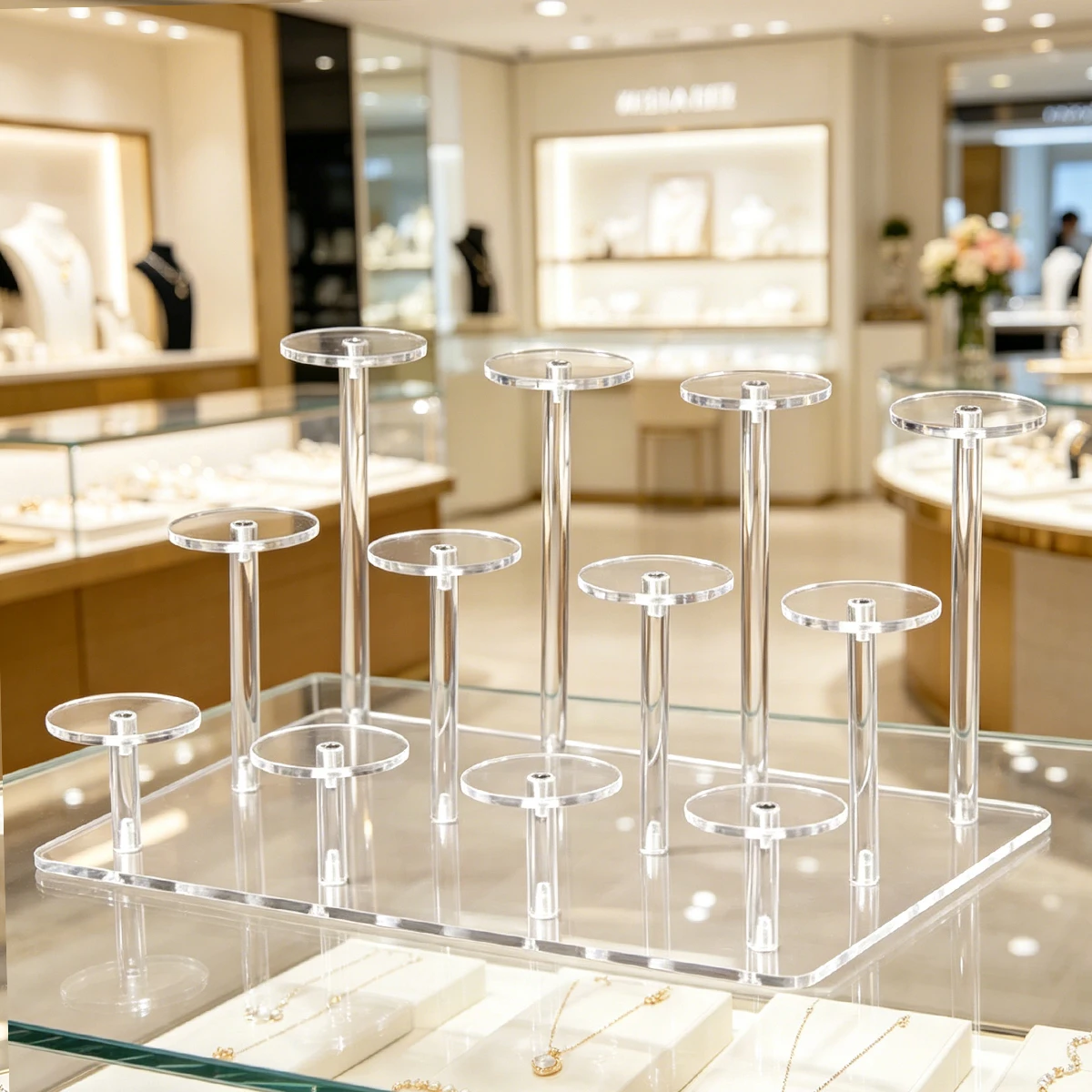 1pc Transparent Acrylic Jewelry Display Rack Bracelet/Watch/Perfume Transparent Elevated Rack Jewelry and Cosmetics Storage Rack