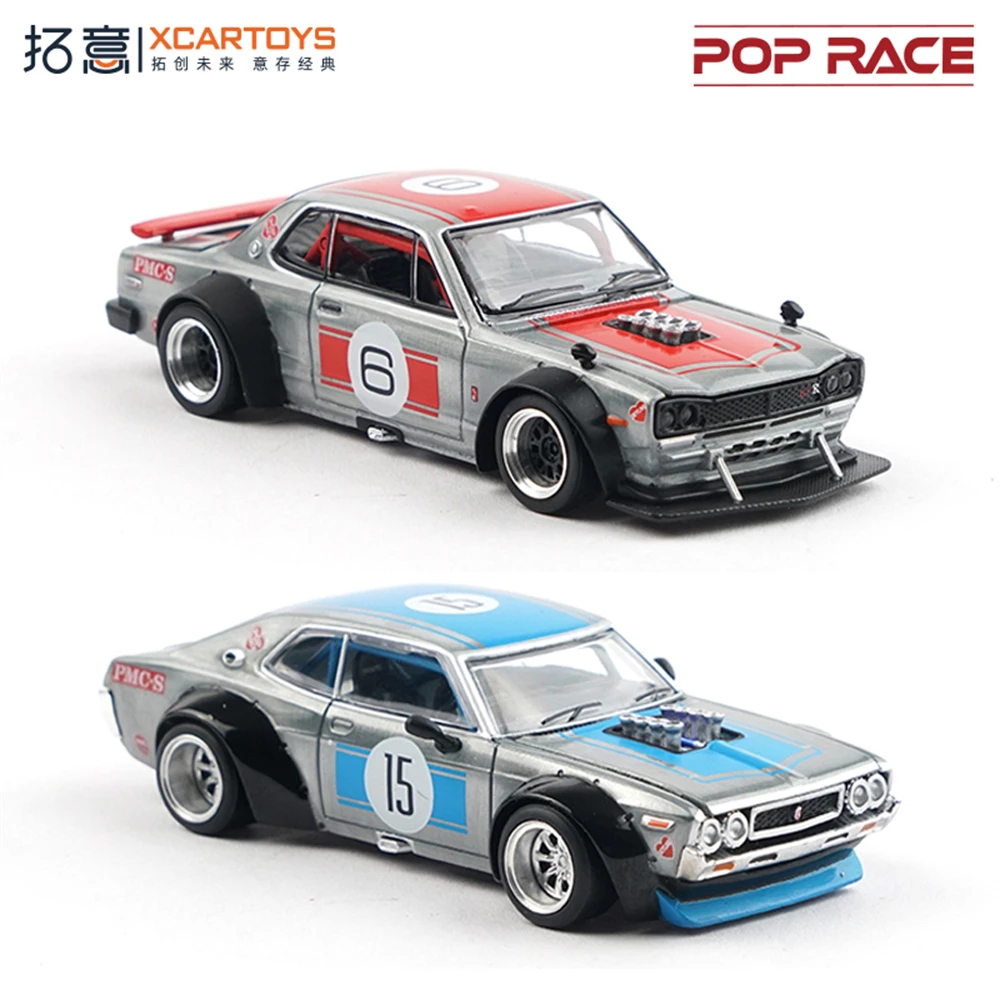 POPRACE 합금 1:64 다이캐스트 미니카 스카이라인 GT-R V8 드리프트(하코스카) 레이싱카 모델 컬렉션 시뮬레이션 메탈 차량 선물