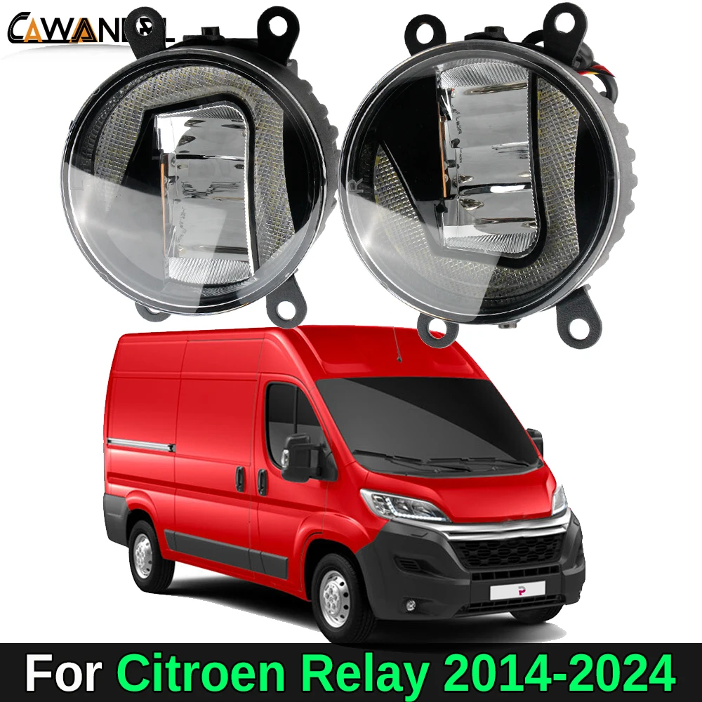 

2IN1 Design LED Fog Light + DRL For Citroen Relay 2014-2024 30W Adjustable Car Canbus Fog Daytime Running Lamp 2 Pieces