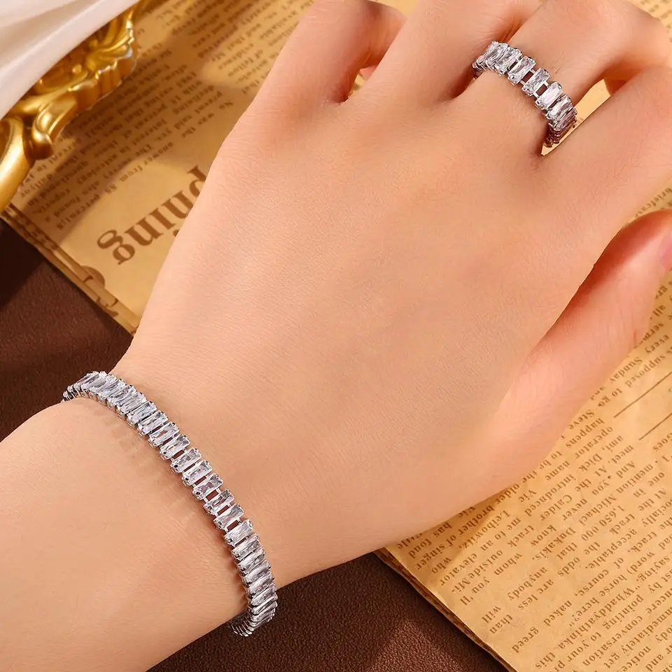 Uilz Fashionable Trendy Handmade Bracelet And Ring 2-piece Set For Women Daily Party Versatile Jewelry Series Gifts