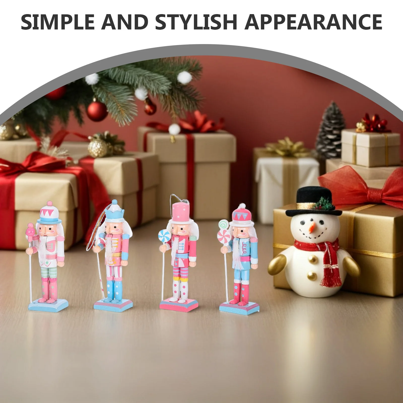 

4Pcs Wooden Nutcracker Christmas Soldier Ornaments Traditional Handcrafted Tabletop Decorations Festive Nutcracker Wooden