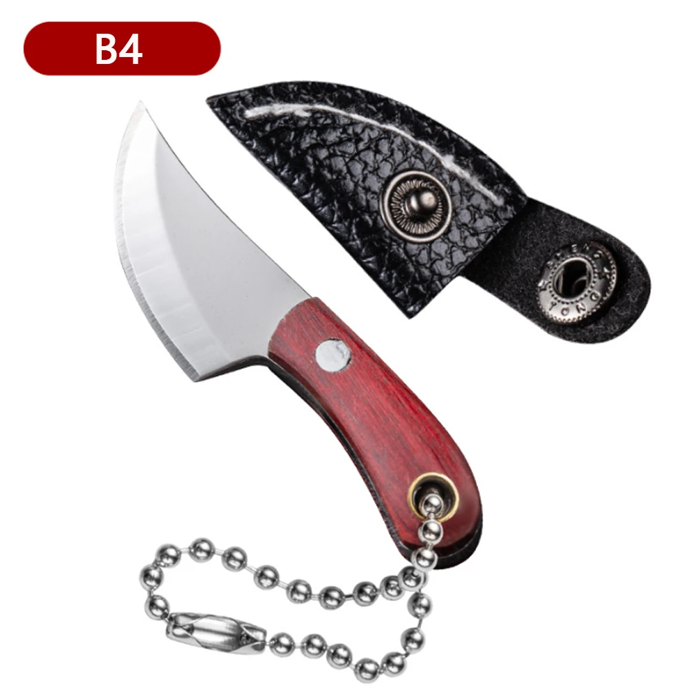 Tragbares Mini-Obstmesser aus Edelstahl mit Schlüsselanhänger, Outdoor-Camping, Multitool, kompaktes Lederscheidemesser – Detail 14