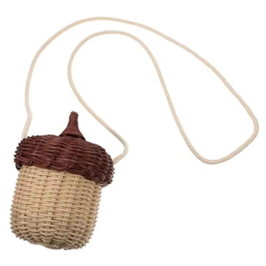 

Amosfun Small Rattan Crossbody Bag Acorn Shaped Mini Basket Egg Chocolate Storage Basket Easter Day Party Supply 2.7x2.7x5.1 In