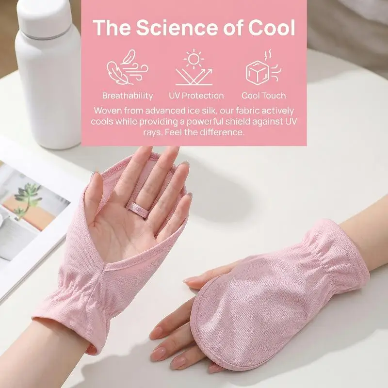Women Summer Driving Gloves UV Protection Breathable Short Style Gloves for Cycling Travel Outdoors