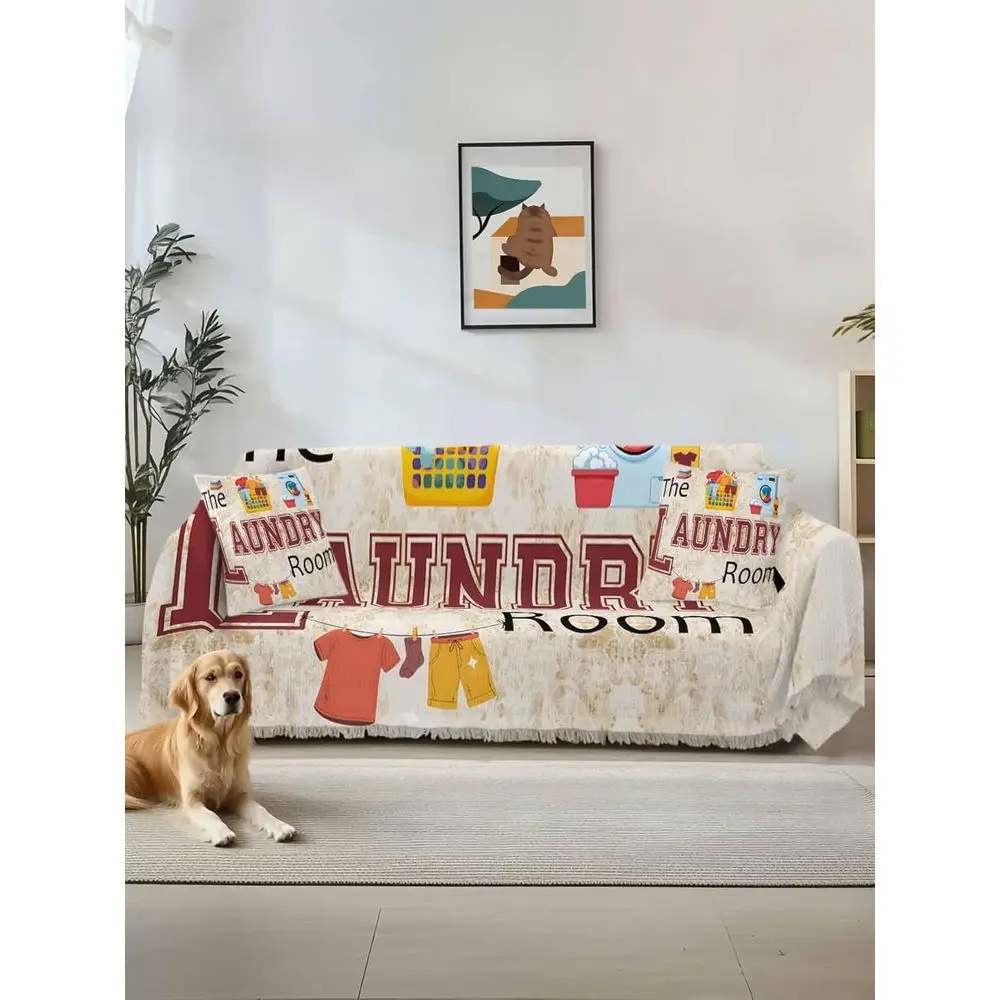 

Laundry Room Couch Cover Sofa Covers 3 Cushion Sectional Couch, Rustic Farmhouse Washing Machine Clothes Washable Sofa Covers Sl