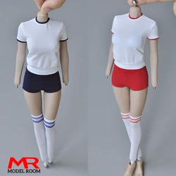 1/6 Scale Girl Student School Sprots Clothes Shirt Shorts Set Model Fit 12'' Female Soldier Action Figure Body Dolls