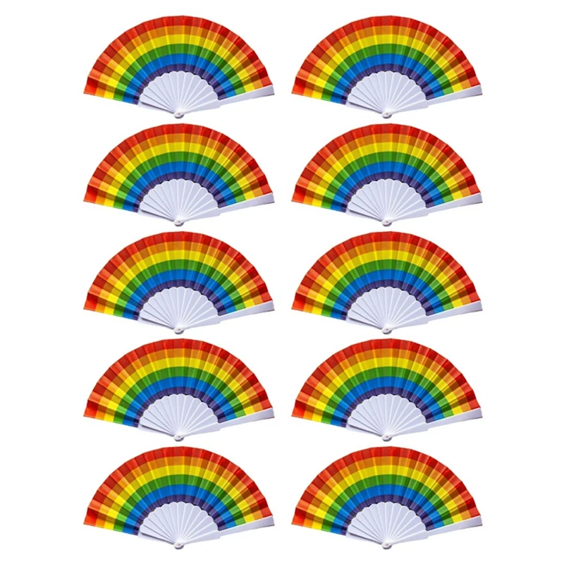 

10 Piece Rainbow Fan Pride Folding Handheld Fans Gay Pride Accessories Decorations Pride Month