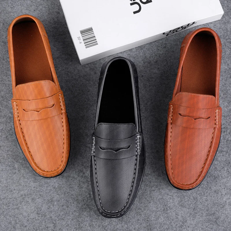 Leather Men shoes Footwear Slip on Office Man Formal Shoes outdoor Men Dress Shoes Breathable Driving Lazy Loafers Moccasins