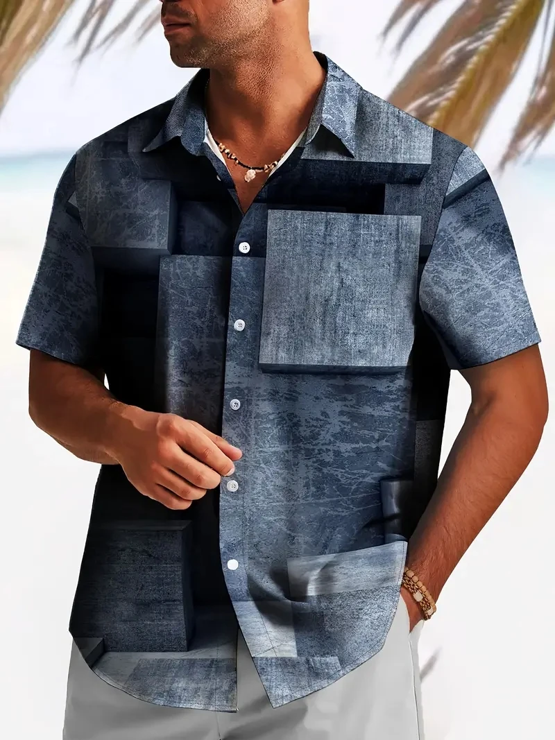 

Гавайская пляжная рубашка 2025 года, мужские рубашки на пуговицах, одежда, праздничные рубашки с короткими рукавами с лацканами для мужчин, летняя рубашка на пуговицах, топ
