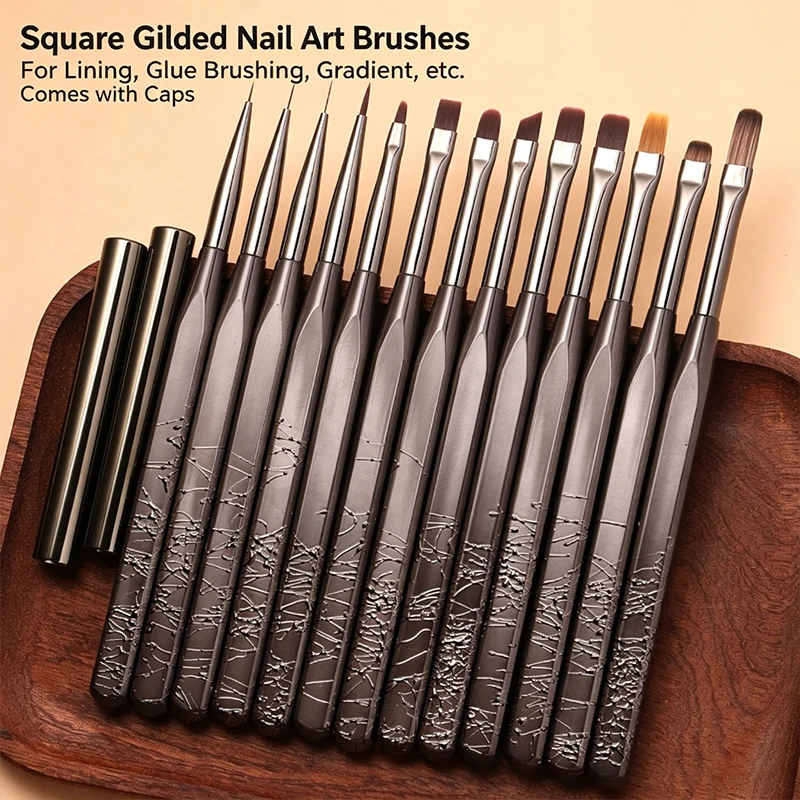 13pcs-square-plated-metal-nail-art-brush-set-soft-bristle-with-caps-uv-gel-builder-liner-gradient-flower-salon-manicure-tools
