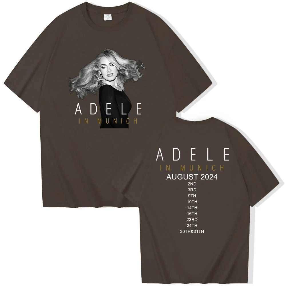 Adele in München Tour 2024 August T-Shirt O-Ausschnitt Kurzarm hemden Fans Geschenk