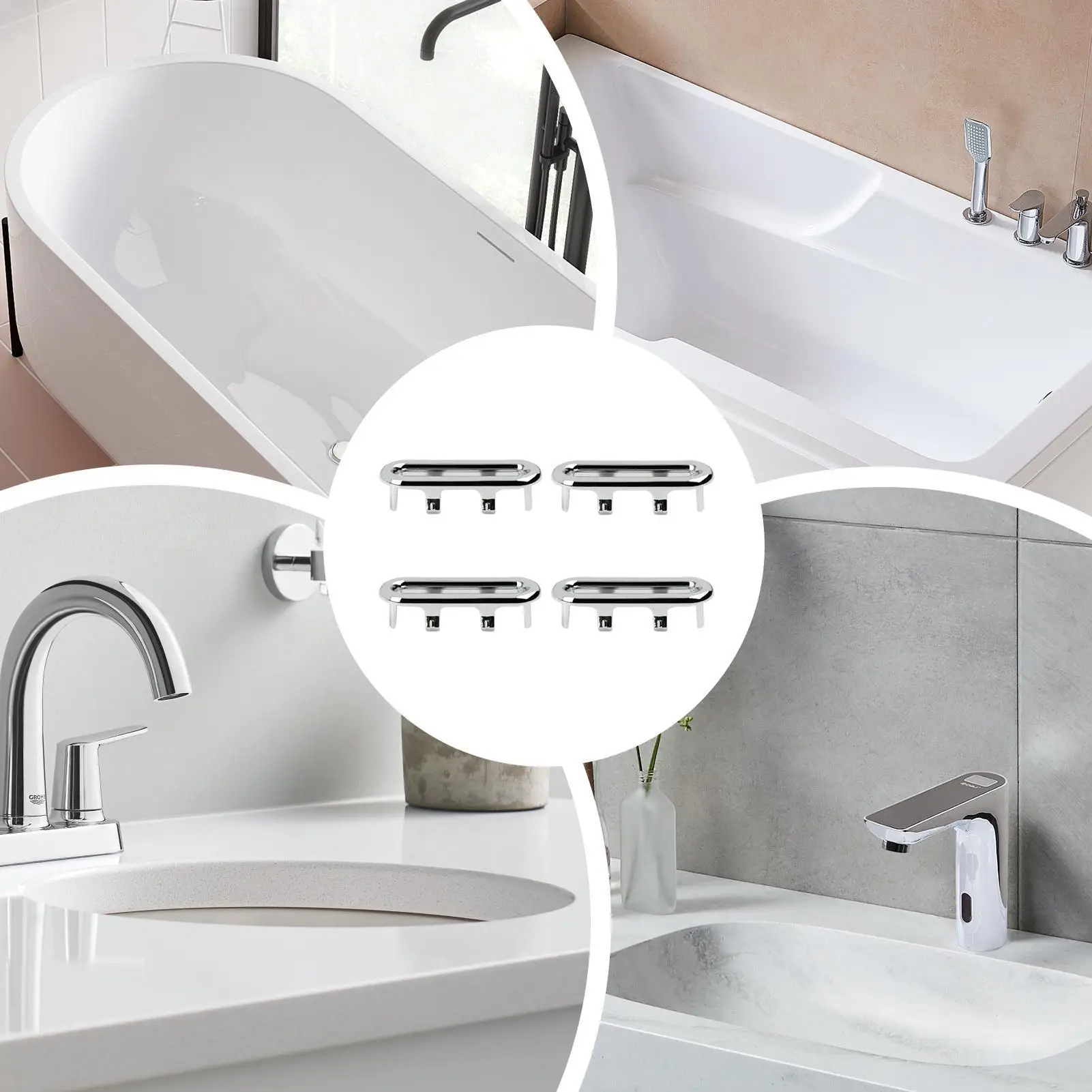 

Заглушка для слива раковины 4X, овальная, сливная, для ванной комнаты, с функцией перелива