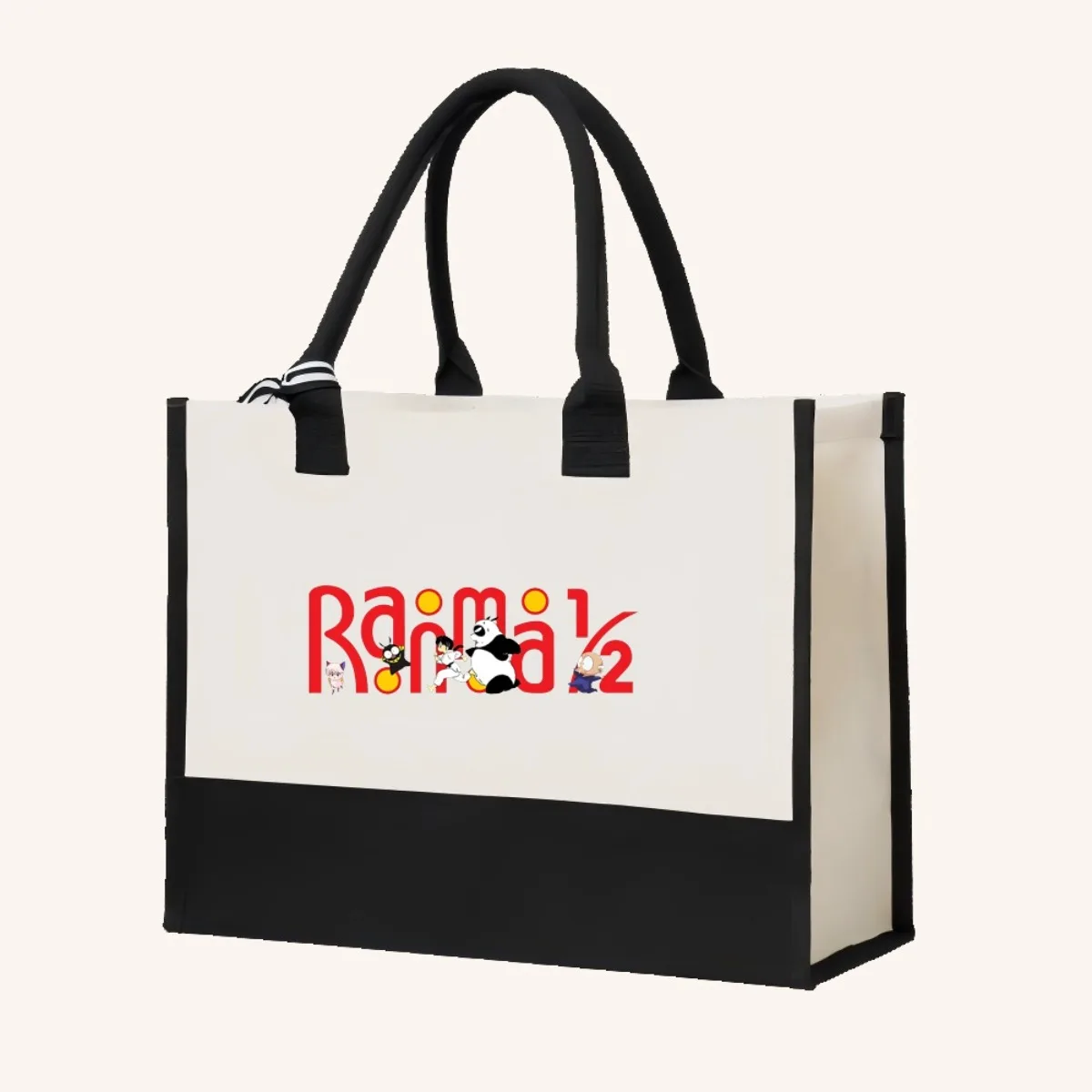 Ranma 12 شعار مضحك 2026 وصول جديد موضة عملية واسعة قابلة لإعادة الاستخدام حمل حقيبة نمط طباعة 2 لهجة الثقيلة كتف كبير