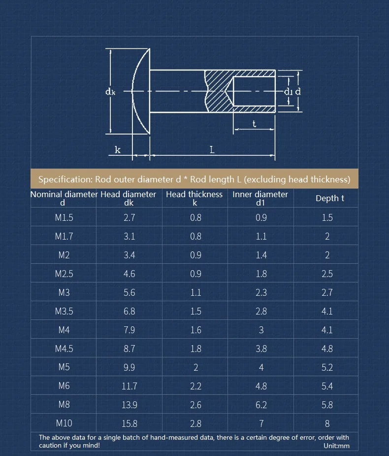 SS304 Stainless Steel Oval Head Semi-Tubular Rivets – M5, M6, M8 Sizes (10-Pack, M5 X 44mm Shown)