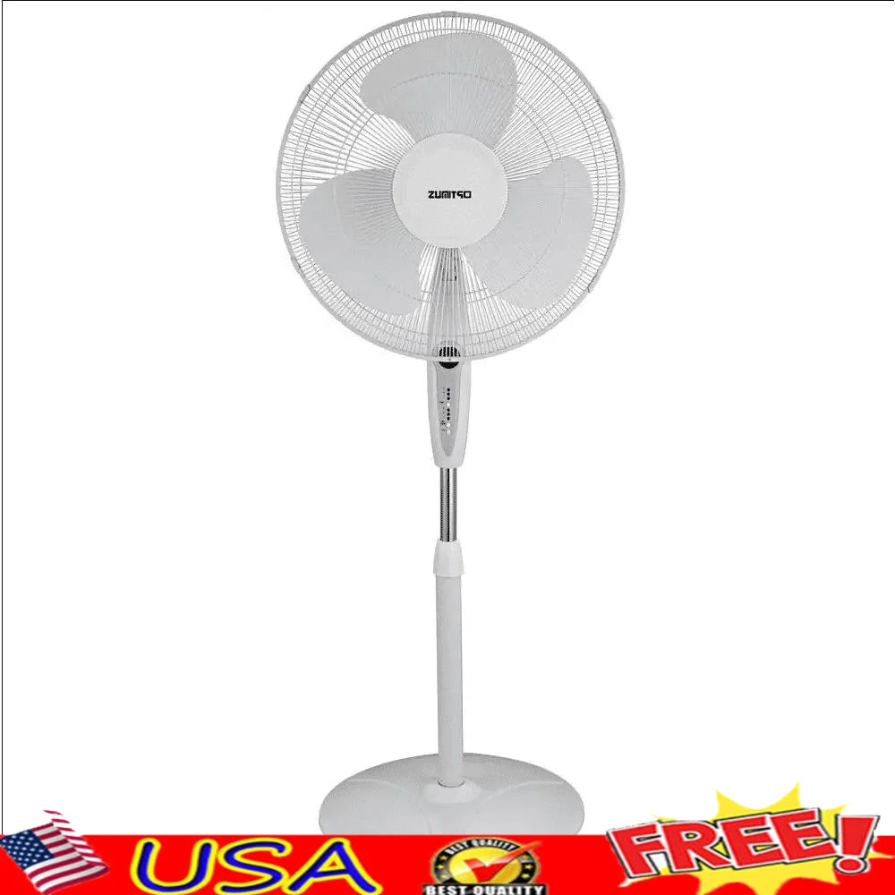 

16-дюймовый осциллирующий вентилятор на подставке, 3 скорости с дистанционным таймером, регулируемая высота, для внутреннего использования, F-1672, отдельно стоящий электрический вентилятор