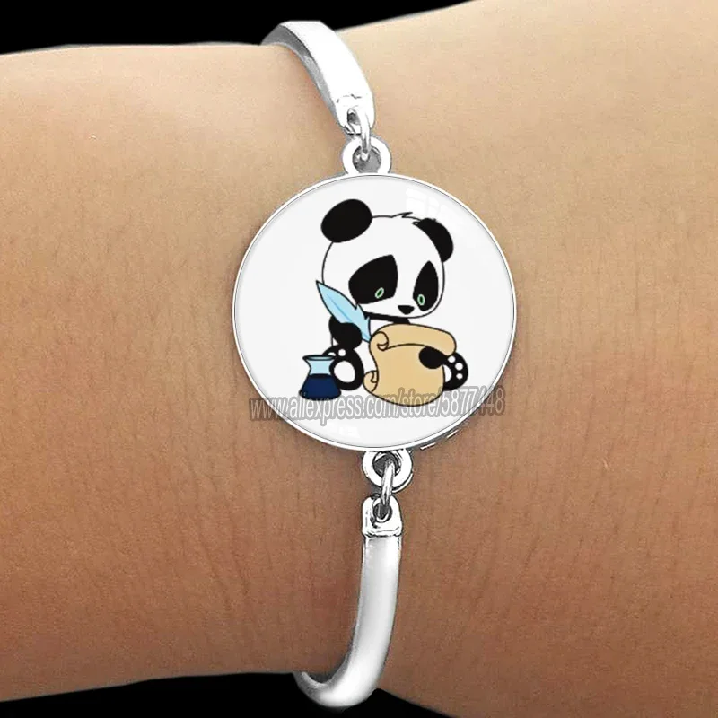 NUOVO braccialetto di vetro con stampa panda peloso carino di moda per gioielli da donna in lega adorabile braccialetto animale regalo per fidanzata